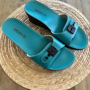 CEYO MINELLI ORTHOPEDIC TURKISH TURQUOISE SANDALS - SIZE 36